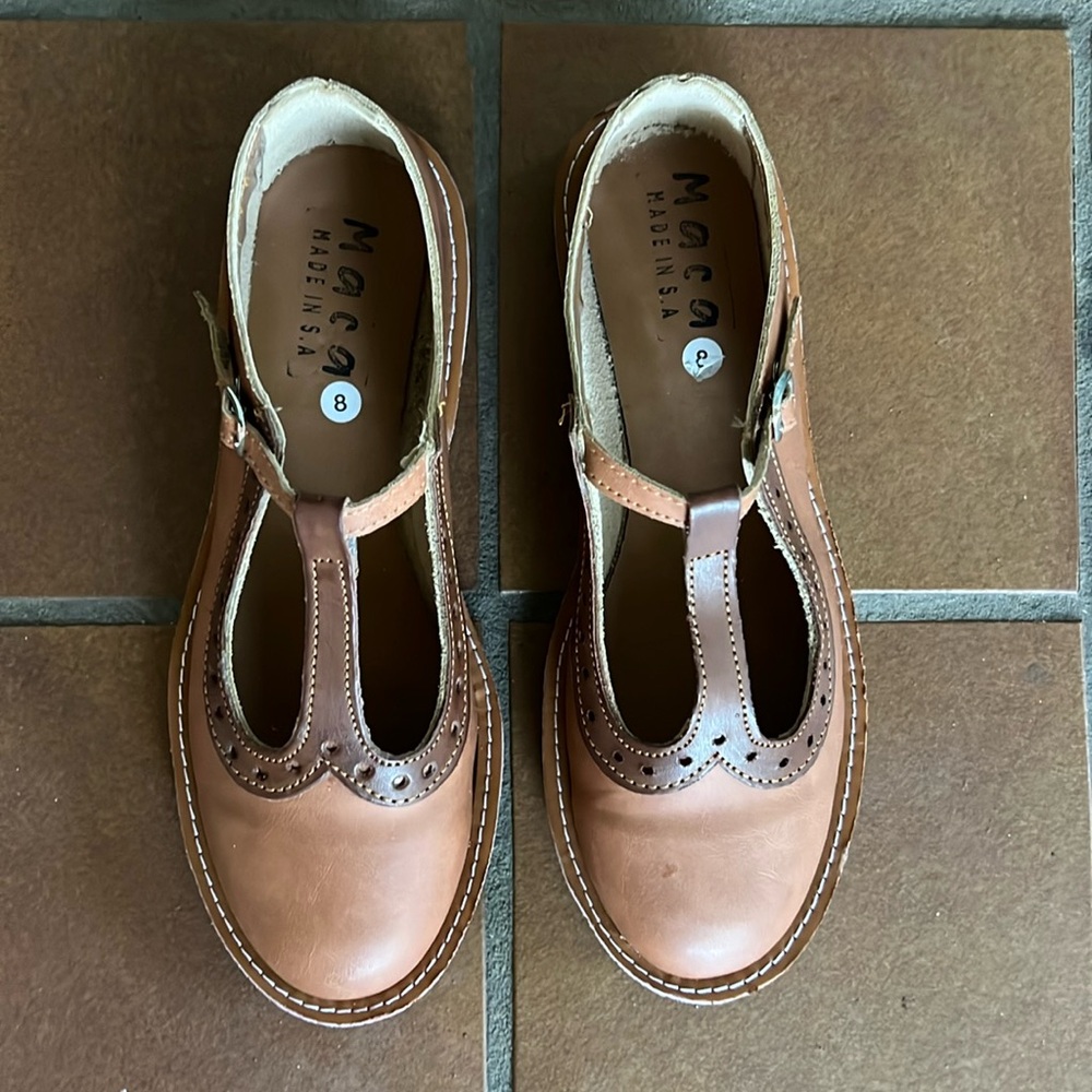 A gift from South Africa and they are too narrow for my feet. Leather, handmade.
